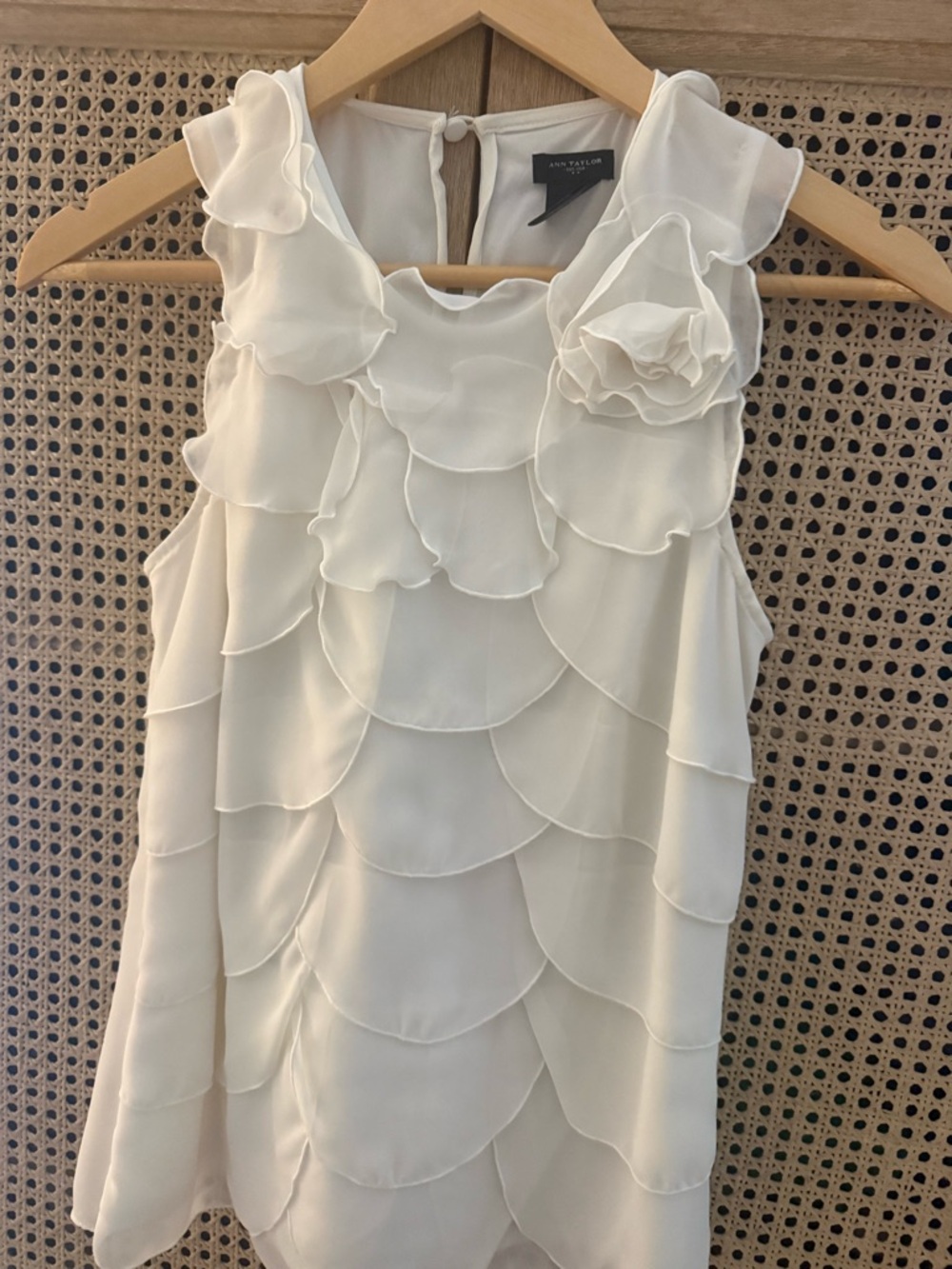 Ann Taylor Ivory Layered Petal Cocktail Blouse
